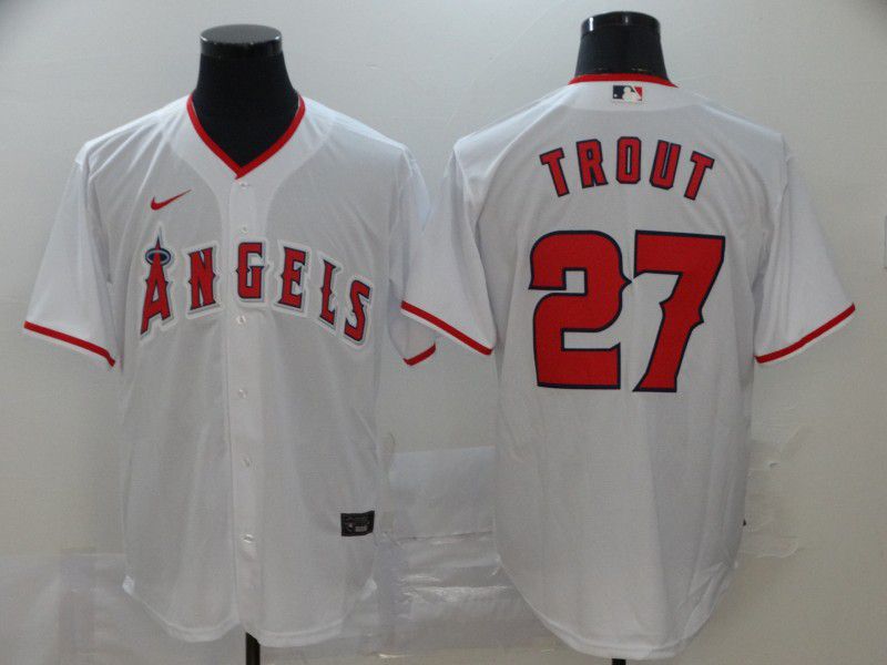 Men Los Angeles Angels 27 Trout White Nike Game MLB Jerseys